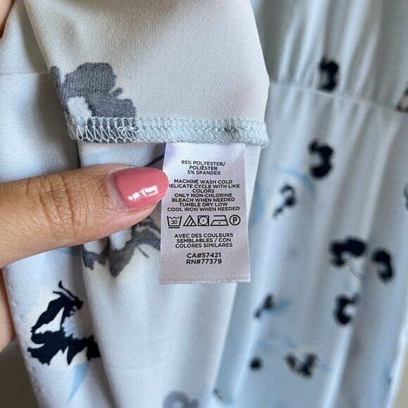 ANN TAYLOR SHORT SLEEVE DRESS WOMENS SIZE XL BLUE FLORAL PRINT - Picture 4 of 7